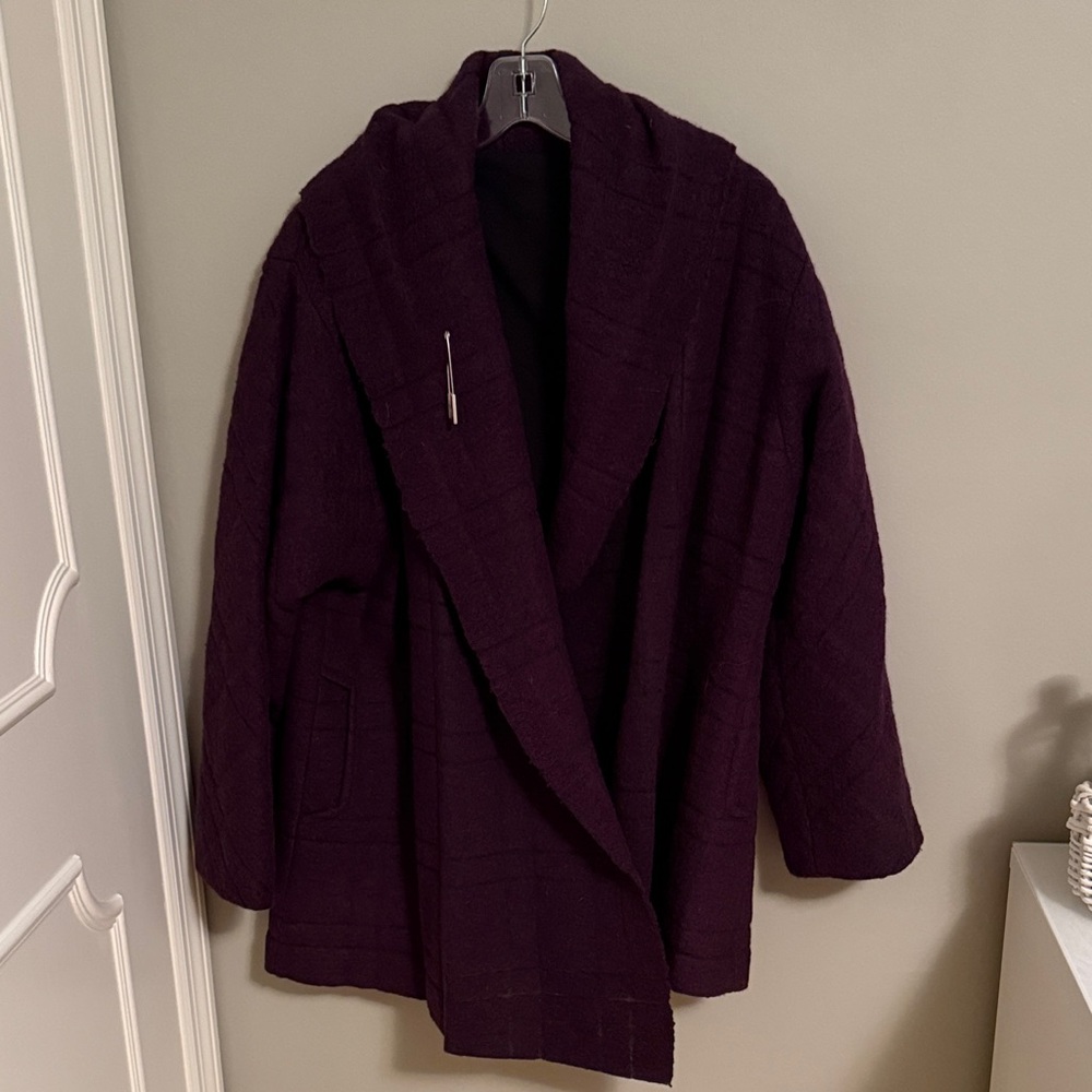Elegant Women's Dark Purple Cape Coat